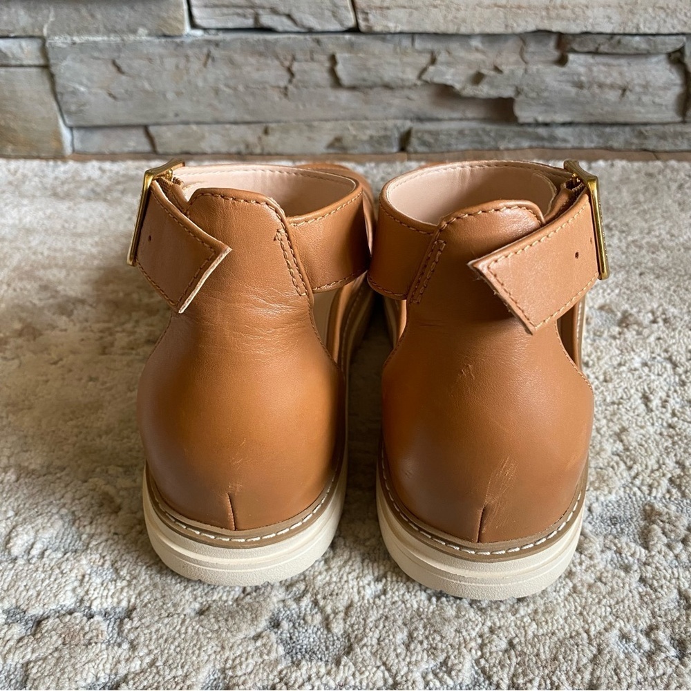 Cole Haan Fraya Platform Leather Sandals Ankle Strap Camel Tan Open Toe: 9B - Picture 5 of 10